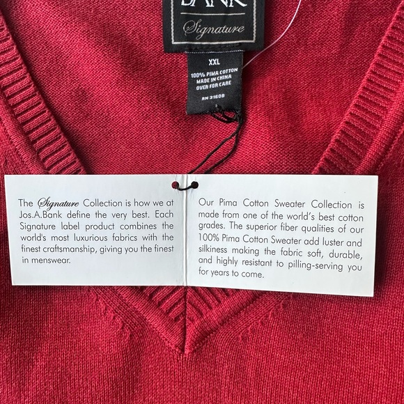 NWT.Jos. A. Bank Signature Red V-Neck Sweater XXL - Picture 11 of 11